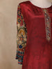Maroon Floral Printed Synthetic Salwar Suit