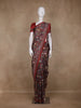 Maroon Floral Printed Tussar Saree with Contrast Border