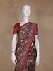 Maroon Floral Printed Tussar Saree with Contrast Border
