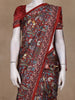 Maroon Floral Printed Tussar Saree with Contrast Border
