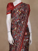 Maroon Floral Printed Tussar Saree with Contrast Border