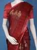 Maroon Floral Printed Tussar Silk Saree