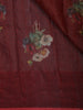 Maroon Floral Printed Tussar Silk Saree