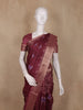 Maroon Floral Printed Tussar Silk Saree