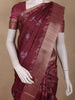 Maroon Floral Printed Tussar Silk Saree