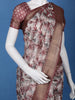 Maroon Floral Printed Tussar Silk Saree - Diadem