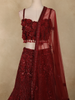Maroon Floral Sequins and Beads Embroidered Design Net Mermaid Lehenga With Dupatta