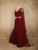Maroon Floral Sequins and Beads Embroidered Design Net Mermaid Lehenga With Dupatta