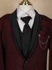Maroon Floral Stone Embellished Kids Polyester Suit