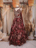 Maroon Floral Thread Embroidered Design Tissue Organza Lehenga With Dupatta