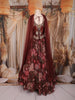 Maroon Floral Thread Embroidered Design Tissue Organza Lehenga With Dupatta