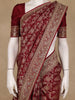 Maroon Floral Woven Banarasi Silk Saree with Designer Zari And Sequin Border
