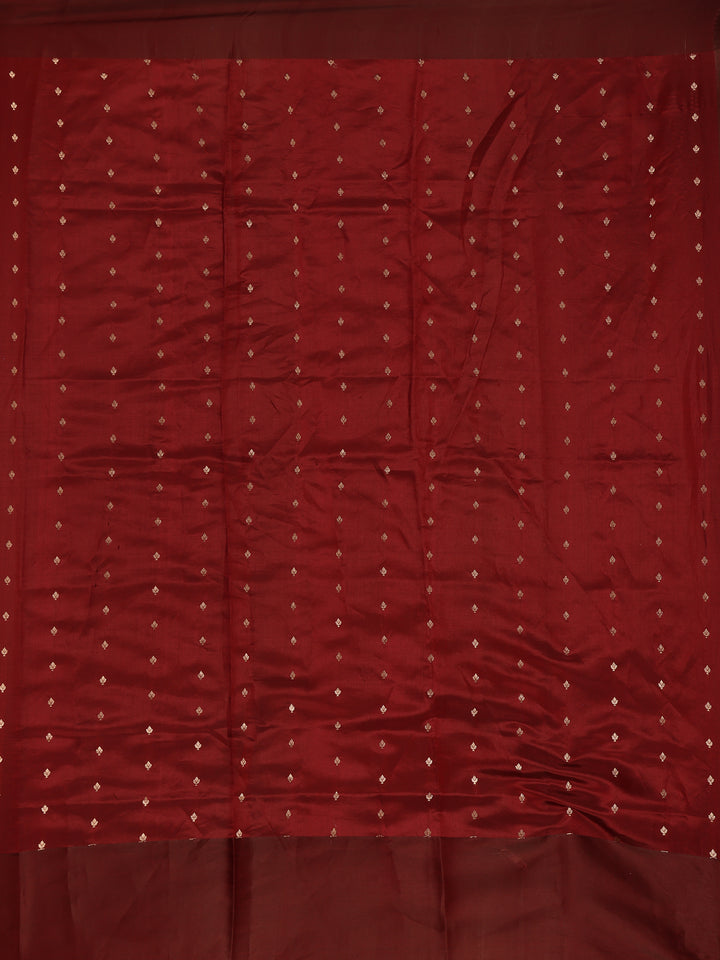 Maroon Floral Woven Banarasi Silk Saree with Zari Pallu - Diadem