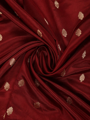 Maroon Floral Woven Banarasi Silk Saree with Zari Pallu - Diadem