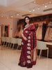 Maroon Floral Woven Banarasi Silk Saree with Zari Pallu