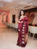 Maroon Floral Woven Banarasi Silk Saree with Zari Pallu