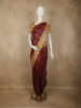 Maroon Floral Woven Kanchipuram Silk Saree with Zari Border