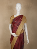 Maroon Floral Woven Kanchipuram Silk Saree with Zari Border