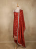 Maroon Floral Woven Tissue Silk Palazzo Suit with Zari Border Dupatta
