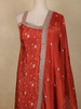 Maroon Floral Woven Tissue Silk Palazzo Suit with Zari Border Dupatta