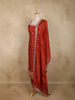Maroon Floral Woven Tissue Silk Palazzo Suit with Zari Border Dupatta