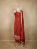 Maroon Floral Woven Tissue Silk Palazzo Suit with Zari Border Dupatta