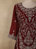 Maroon Floral Zari Embroidered Design Georgette Palazzo Suit with Dupatta