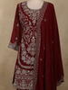 Maroon Floral Zari Embroidered Design Georgette Palazzo Suit with Dupatta