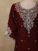 Maroon Floral Zari Embroidered Design Organza Palazzo Suit