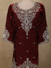 Maroon Floral Zari Embroidered Design Organza Palazzo Suit
