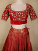 Maroon Floral Zari Woven Design Pure Kanchipuram Silk Bridal Wear Lehenga with Beads Work Blouse