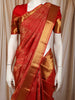 Maroon Floral Zari Woven Design Pure Kanchipuram Silk Saree with Matching Zari Border