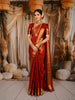 Maroon Floral Zari Woven Design Pure Kanchipuram Silk Saree with Matching Zari Border