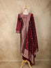 Maroon Floral Zari Woven Design Silk Straight Suit with Dupatta