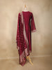 Maroon Floral Zari Woven Design Silk Straight Suit with Dupatta