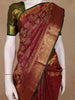 Maroon Floral Zari Woven Kanchipuram Silk Saree - Diadem