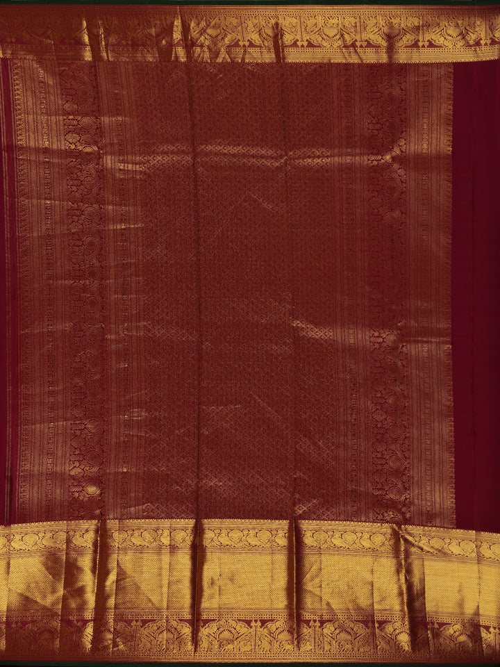 Maroon Floral Zari Woven Kanchipuram Silk Saree - Diadem