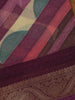 Maroon Geometric Design Linen Cotton Saree