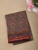Maroon Geometric Printed Design Mixed Cotton Saree with Zari Border