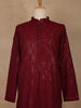 wine Geometric Sequin Design Cotton Kurta - Diadem