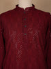 wine Geometric Sequin Design Cotton Kurta - Diadem
