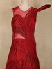 Maroon Heavy Beads Embellished Cascade Couture Design Net Party Wear Gown