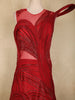Maroon Heavy Beads Embellished Cascade Couture Design Net Party Wear Gown