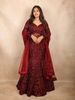 Maroon Heavy Sequins and Beads Embroidered Design Mermaid Net Lehenga With Dupatta