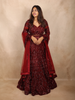 Maroon Heavy Sequins and Beads Embroidered Design Mermaid Net Lehenga With Dupatta