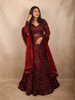 Maroon Heavy Sequins and Beads Embroidered Design Mermaid Net Lehenga With Dupatta