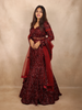 Maroon Heavy Sequins and Beads Embroidered Design Mermaid Net Lehenga With Dupatta