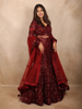 Maroon Heavy Sequins and Beads Embroidered Design Mermaid Net Lehenga With Dupatta