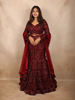 Maroon Heavy Sequins and Beads Embroidered Design Mermaid Net Lehenga With Dupatta