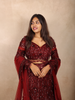 Maroon Heavy Sequins and Beads Embroidered Design Mermaid Net Lehenga With Dupatta